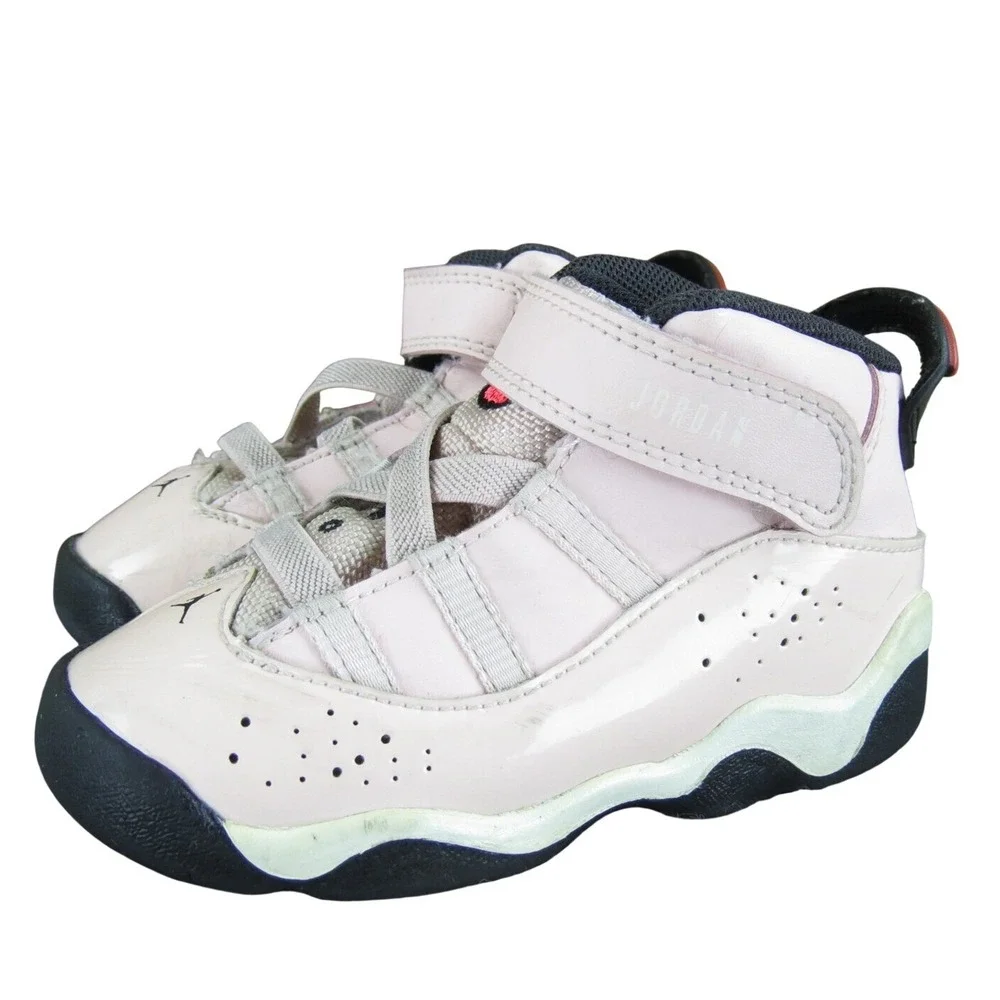 Jordan Girls Sneaker 6 Rings‎ Sz T 7 Medium Pink Synthetic Hook & Loop